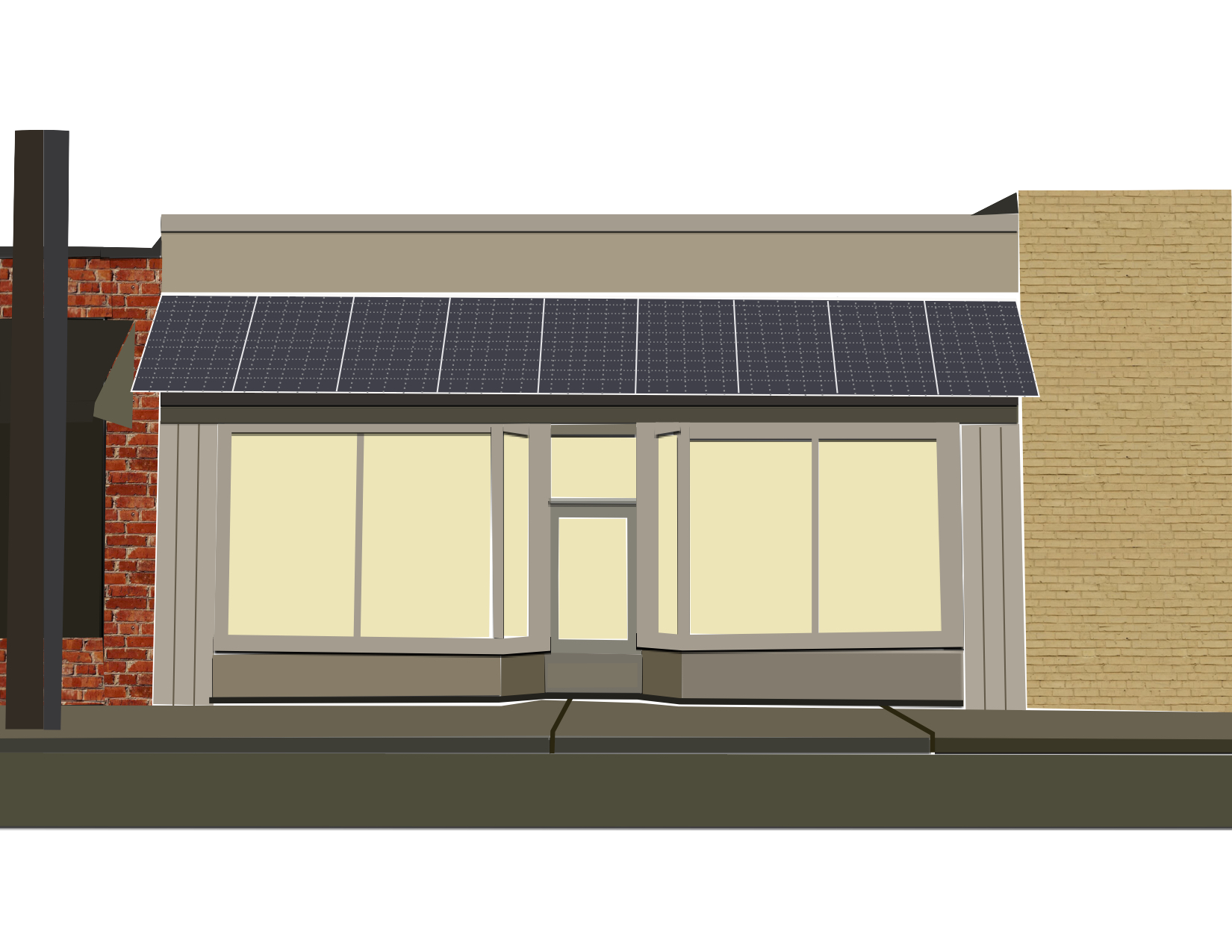 The shape, size and durability of solar panels make them perfect as awning materials. Solar awnings are a great way to showcase a company's commitment to sustainability.